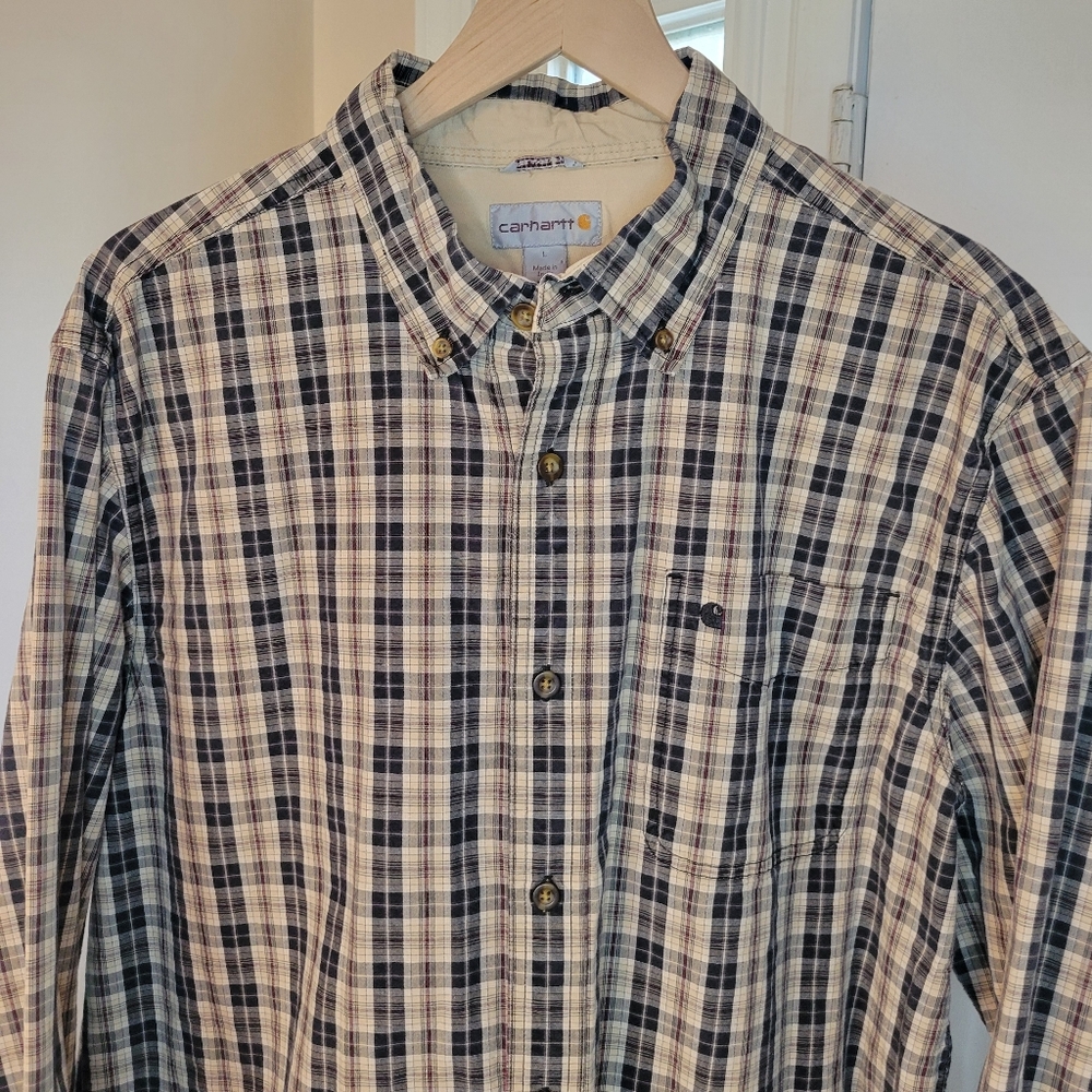 Vintage Carhartt Plaid Button Down Collared Longsleeve, Size Mens Large‎ - Picture 2 of 10